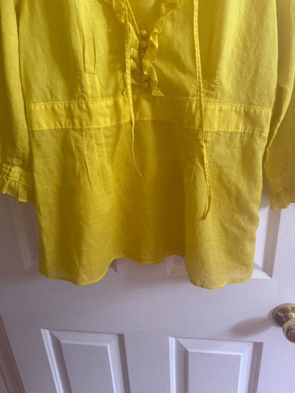 🌸 J. Crew: Yellow Ruffle-Collar Blouse - Picture 4 of 10